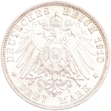 Монета 3 марки 1910 года F Вюртемберг (Германия) (реверс)
