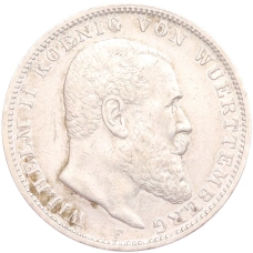 Монета 3 марки 1909 года F Германия (Вюртемберг) (аверс)