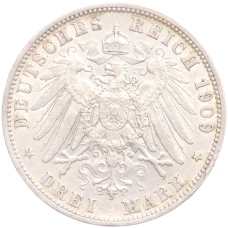 Монета 3 марки 1909 года F Германия (Вюртемберг) (реверс)