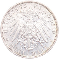 Монета 3 марки 1910 года F Германия (Вюртемберг) (реверс)