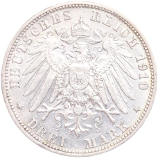 Монета 3 марки 1910 года F Германия (Вюртемберг) (реверс)
