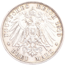 Монета 3 марки 1910 года F Германия (Вюртембург) (реверс)