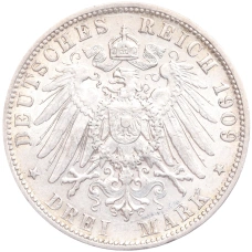 Монета 3 марки 1909 года F Германия (Вюртемберг) (реверс)