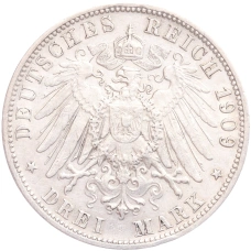 Монета 3 марки 1909 года F Германия (Вюртемберг) (реверс)
