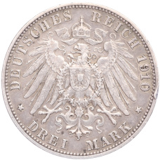 Монета 3 марки 1910 года F Германия (Вюртемберг) (реверс)