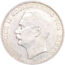 Монета 3 марки 1912 года G Германия (Баден) (аверс)