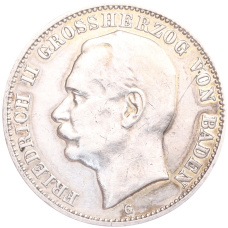 Монета 3 марки 1912 года G Германия (Баден) (аверс)
