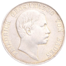 Монета 1 союзный талер 1864 года Баден (аверс)