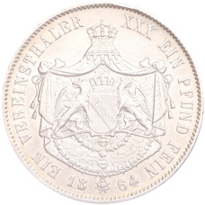 Монета 1 союзный талер 1864 года Баден (реверс)