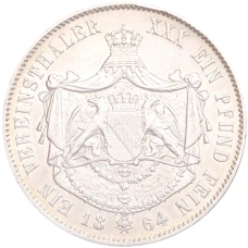 Монета 1 союзный талер 1864 года Баден (реверс)