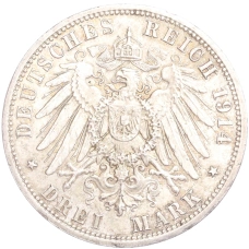 Монета 3 марки 1914 года Германия (Ангальт) «25 лет свадьбе Фридриха II и Марии Баденской» (реверс)