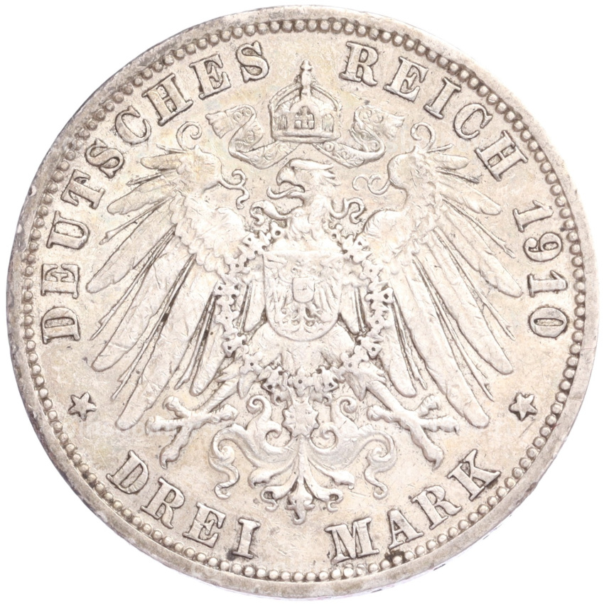 Монета 3 марки 1910 года А Германия (Пруссия) (вид 2)