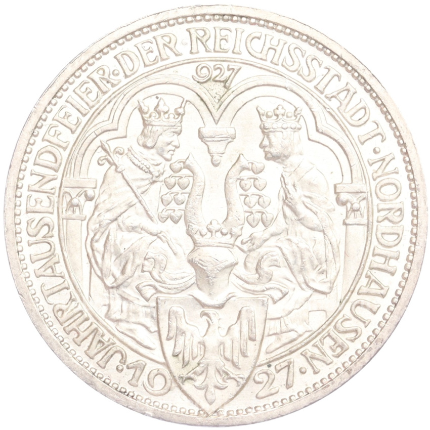 Монета 3 рейхсмарки 1927 года A Германия «1000 лет Нордхаузену»