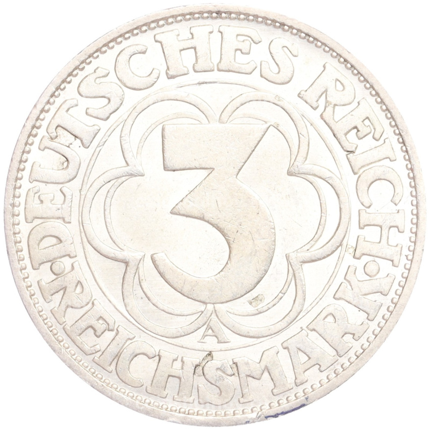 Монета 3 рейхсмарки 1927 года A Германия «1000 лет Нордхаузену» (вид 2)