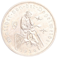 Монета 3 марки 1930 года A Германия «700 лет со дня смерти Вальтера фон дер Фогельвейде» (аверс)