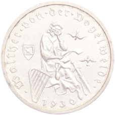 Монета 3 марки 1930 года A Германия «700 лет со дня смерти Вальтера фон дер Фогельвейде» (аверс)