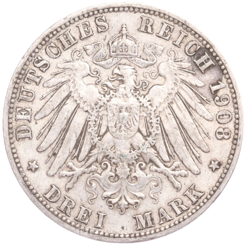 Монета 3 марки 1908 года А Германия (Пруссия) (вид 2)