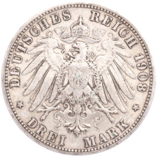 Монета 3 марки 1908 года А Германия (Пруссия) (реверс)