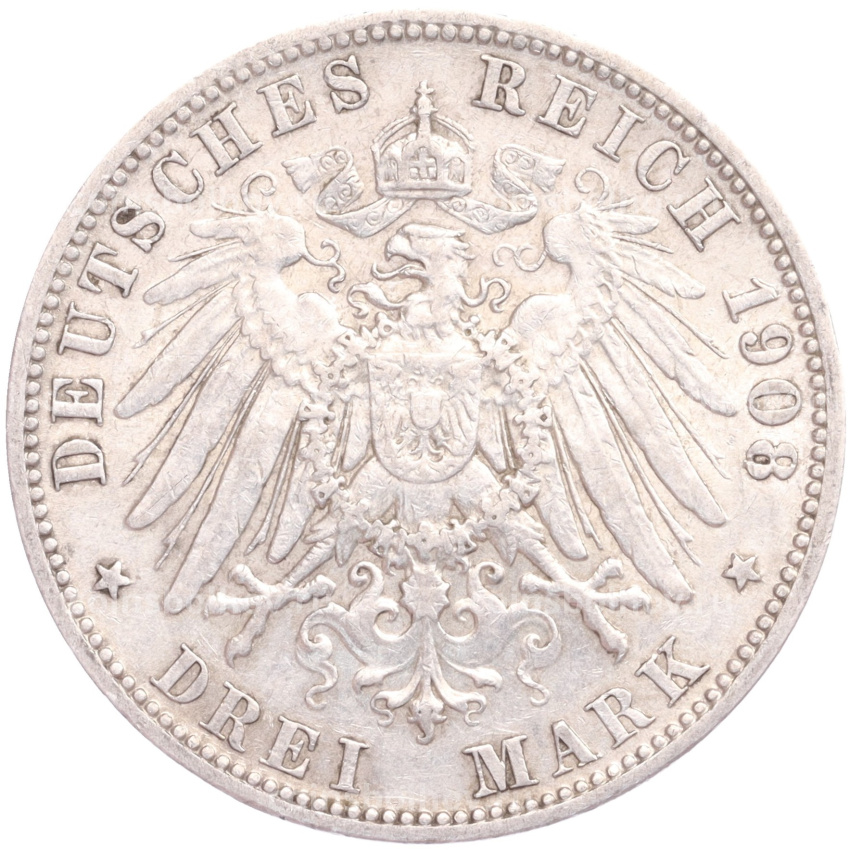 Монета 3 марки 1908 года А Германия (Пруссия) (вид 2)