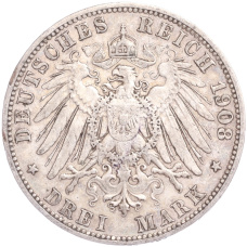 Монета 3 марки 1908 года А Германия (Пруссия) (реверс)
