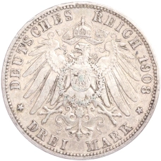 Монета 3 марки 1908 года А Германия (Пруссия) (реверс)