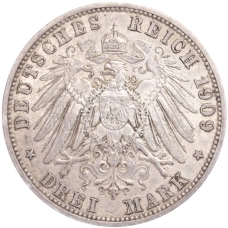 Монета 3 марки 1909 года А Германия (Пруссия) (реверс)