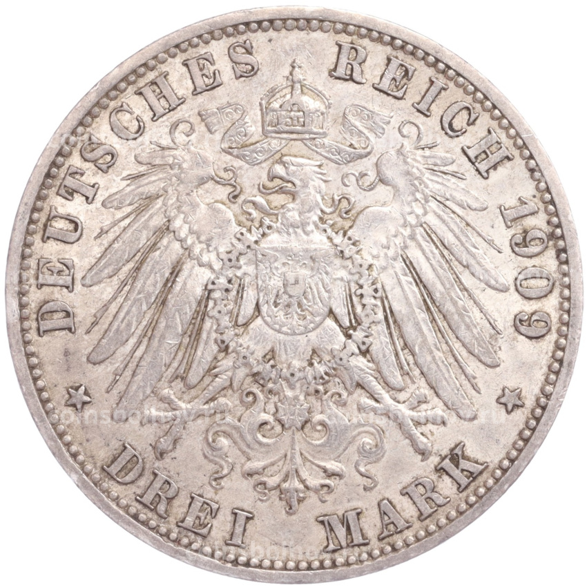 Монета 3 марки 1909 года А Германия (Пруссия) (вид 2)