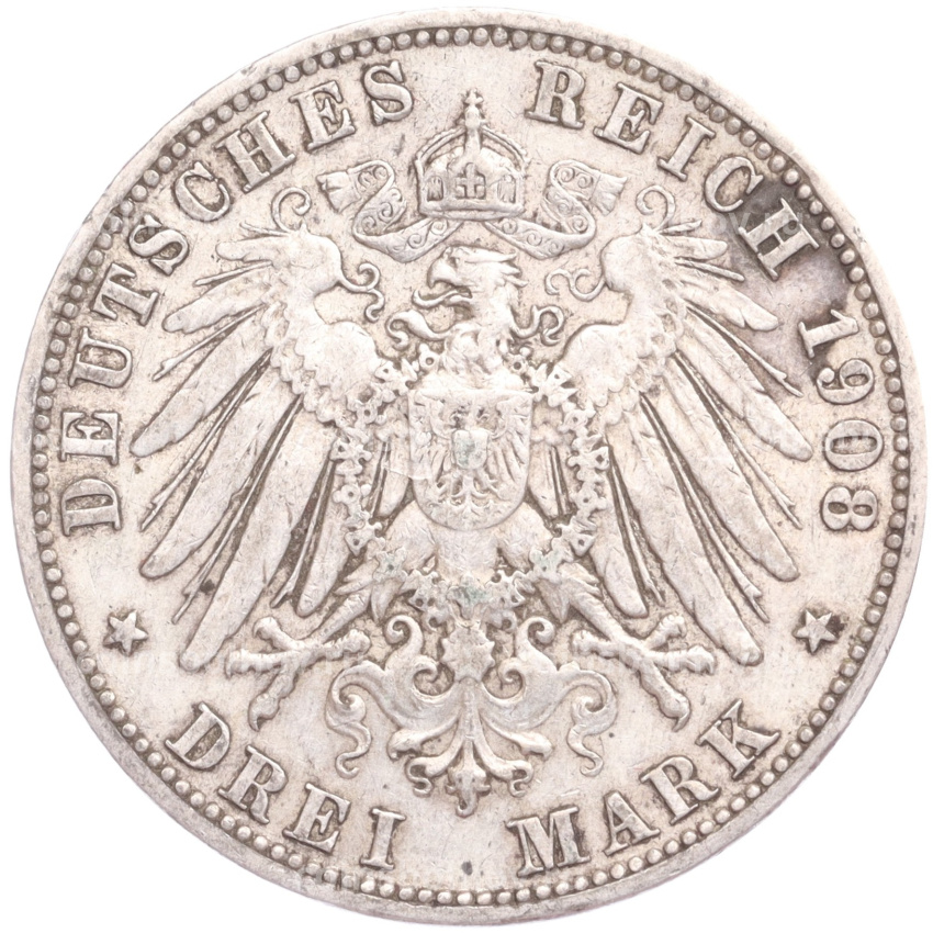 Монета 3 марки 1909 года А Германия (Пруссия) (вид 2)