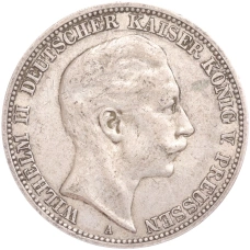 Монета 3 марки 1909 года А Германия (Пруссия) (аверс)
