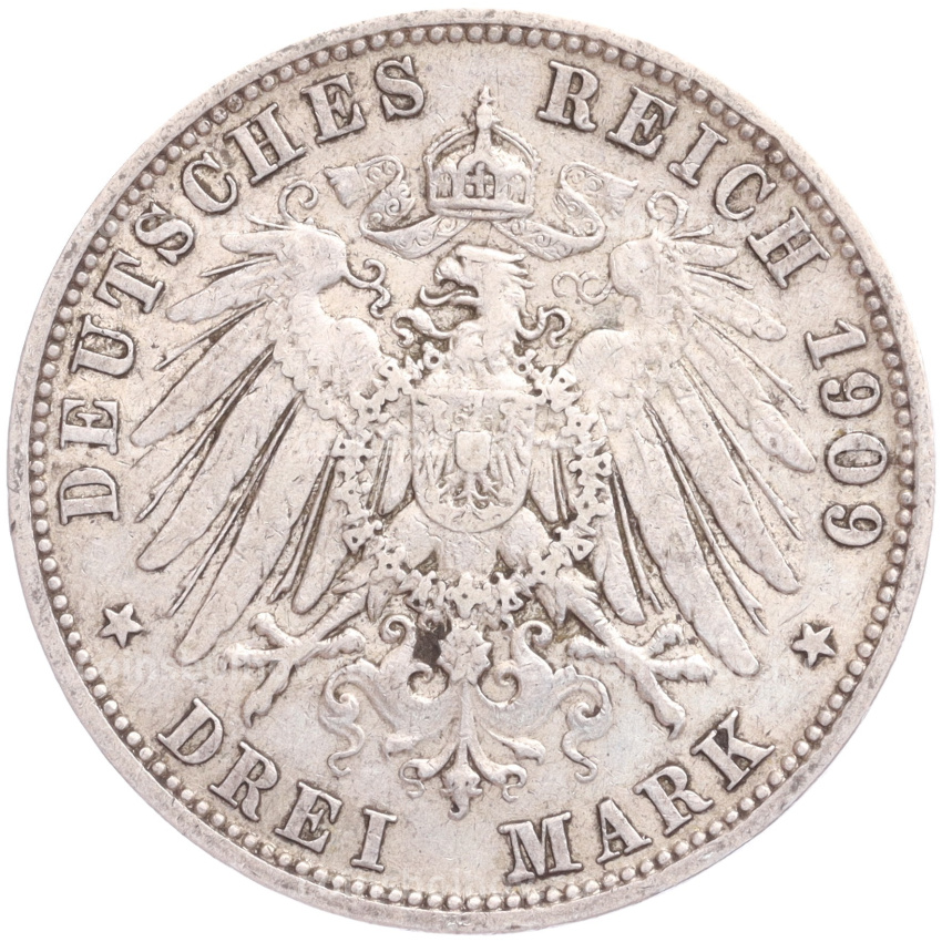 Монета 3 марки 1909 года А Германия (Пруссия) (вид 2)