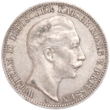 Монета 3 марки 1909 года А Германия (Пруссия) (аверс)