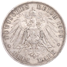 Монета 3 марки 1909 года А Германия (Пруссия) (реверс)