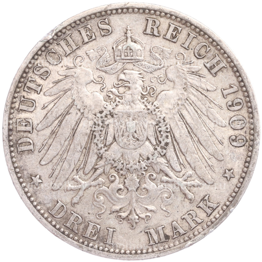 Монета 3 марки 1909 года А Германия (Пруссия) (вид 2)