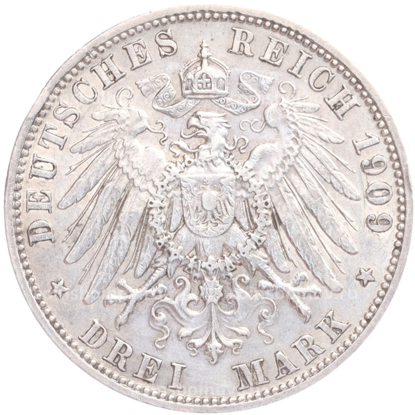 Монета 3 марки 1909 года А Германия (Пруссия) (вид 2)