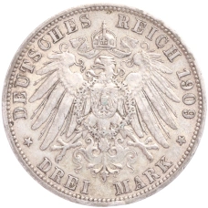 Монета 3 марки 1909 года А Германия (Пруссия) (реверс)