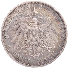 Монета 3 марки 1909 года А Германия (Пруссия) (реверс)
