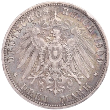 Монета 3 марки 1909 года А Германия (Пруссия) (реверс)