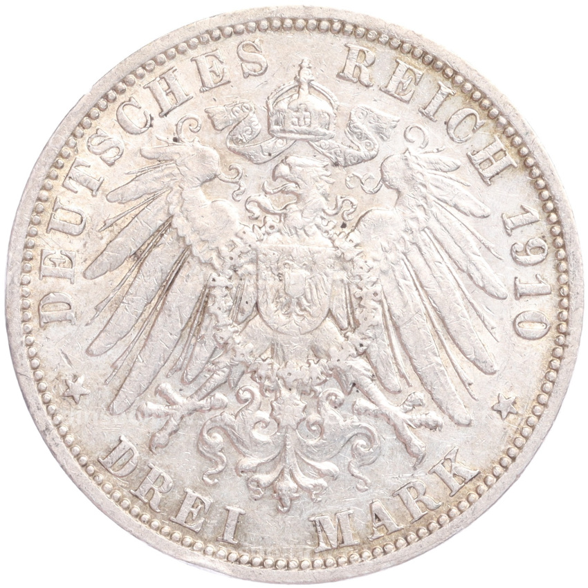 Монета 3 марки 1910 года А Германия (Пруссия) (вид 2)