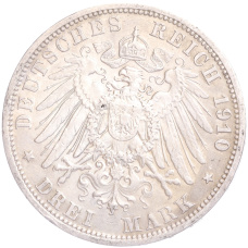 Монета 3 марки 1910 года А Германия (Пруссия) (реверс)
