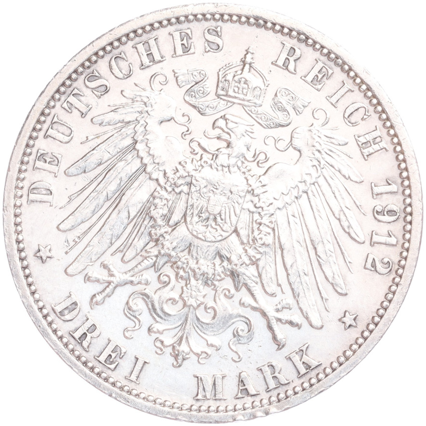Монета 3 марки 1912 года А Германия (Пруссия) (вид 2)