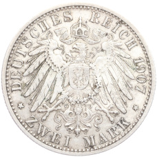 Монета 2 марки 1907 года F Германия (Вюртемберг) (реверс)
