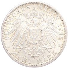 Монета 2 марки 1912 года F Германия (Вюртемберг) (реверс)