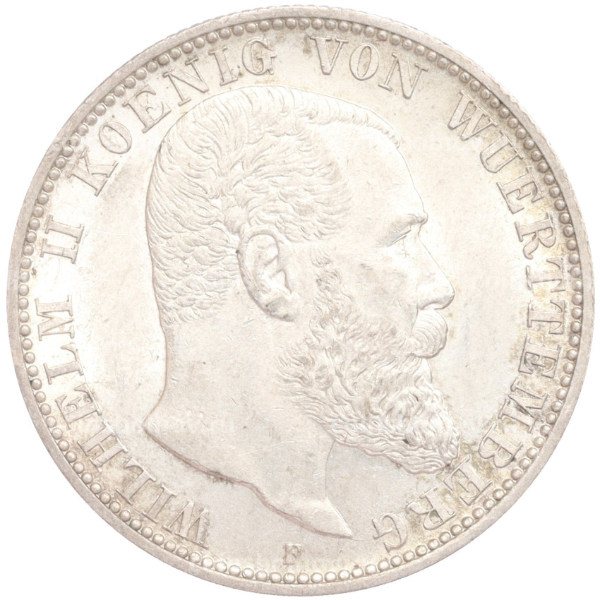 Монета 2 марки 1906 года F Германия (Вюртемберг)