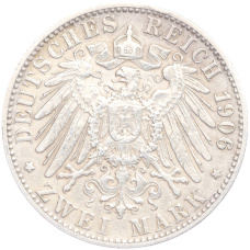 Монета 2 марки 1906 года F Германия (Вюртемберг) (реверс)