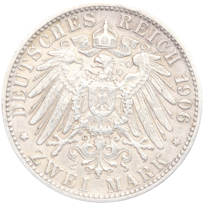 Монета 2 марки 1906 года F Германия (Вюртемберг) (вид 2)
