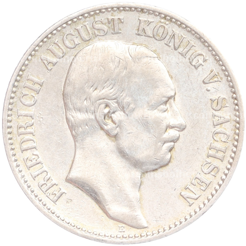 Монета 2 марки 1908 года Е Германия (Саксония)