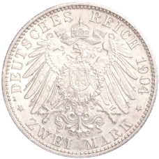 Монета 2 марки 1904 года D Германия (Бавария) (реверс)