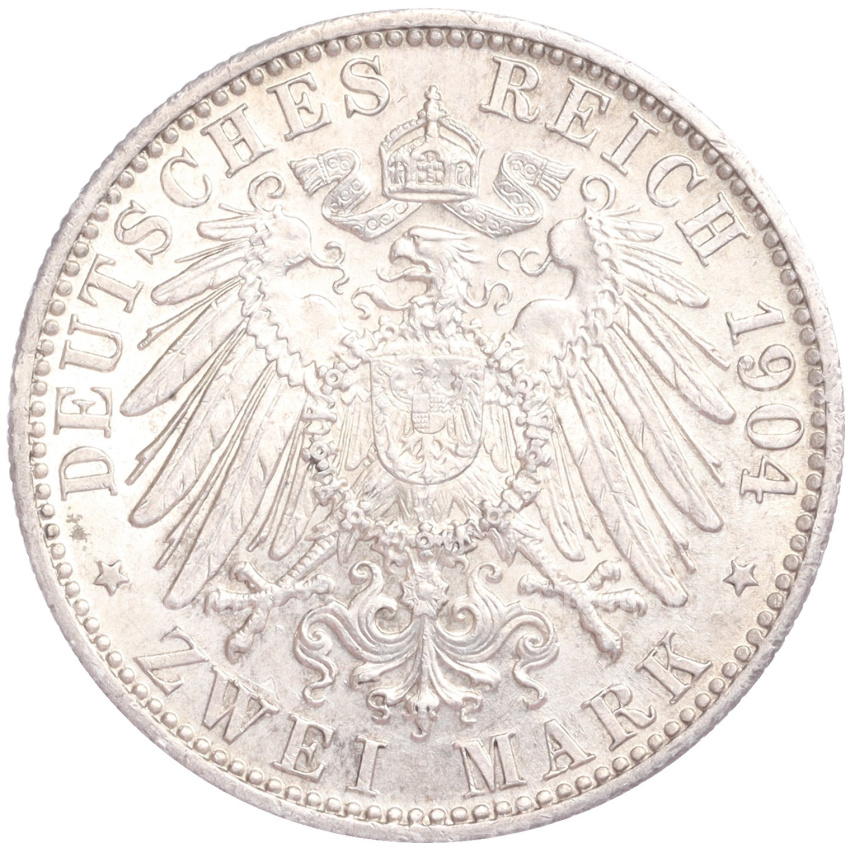 Монета 2 марки 1904 года D Германия (Бавария) (вид 2)