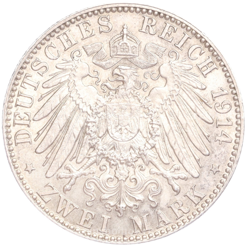 Монета 2 марки 1914 года D Германия (Бавария) (вид 2)