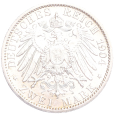 Монета 2 марки 1904 года A Германия (Мекленбург-Шверин) «Свадьба Герцога Фридриха Франца IV» (реверс)